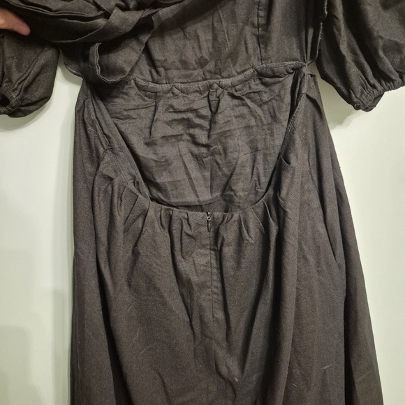 O.P.T Women's Boho Cottagecore Black Midi Open Back Dress Size Small - Picture 7 of 9